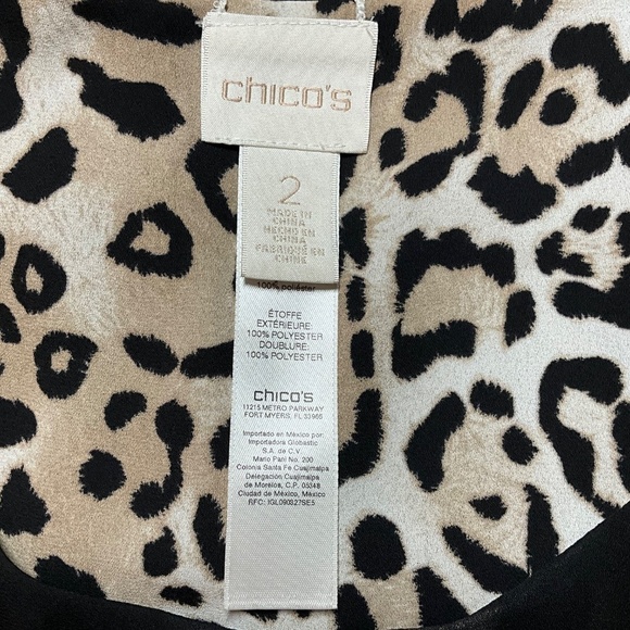 CHICO’S Leopard Print / Black Chiffon Reversible / Convertible Tank CA Sz L - Picture 7 of 11
